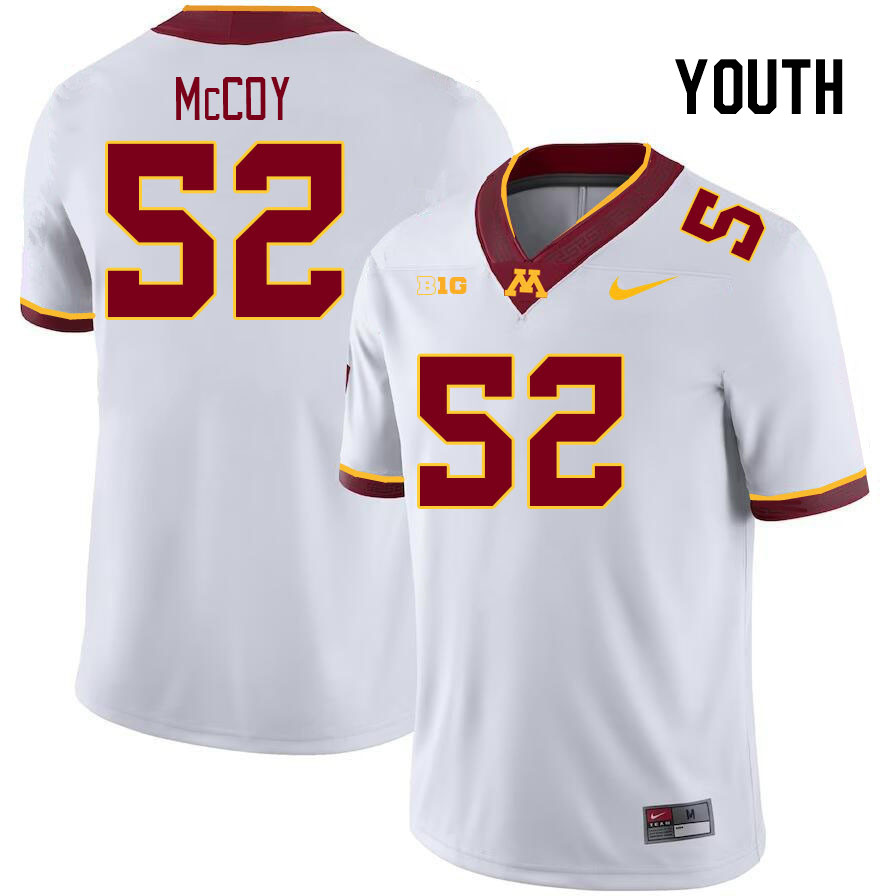 Youth #52 Luther McCoy Minnesota Golden Gophers College Football Jerseys Stitched-White